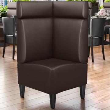 MIAMI | Commercial Corner Booth Seating | W:H 64 x 128 cm | Brown | Smooth | Leather