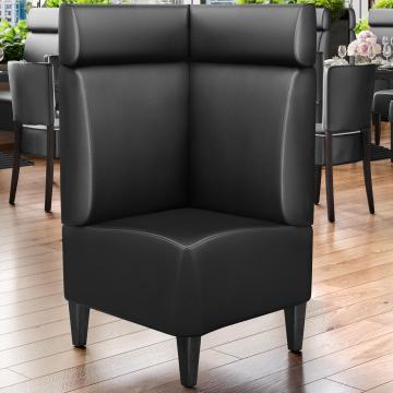 MIAMI | Commercial Corner Booth Seating | W:H 64 x 128 cm | Black | Smooth | Leather
