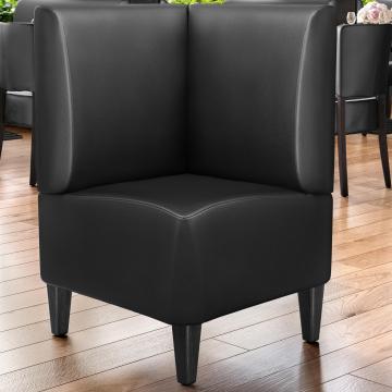 MIAMI | Commercial Corner Booth Seating | W:H 64 x 103 cm | Black | Smooth | Leather