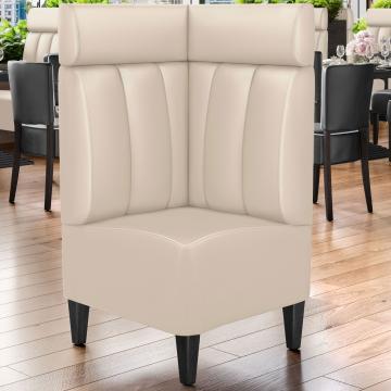 MIAMI | Commercial Corner Booth Seating | W:H 64 x 128 cm | Cream | Striped | Leather