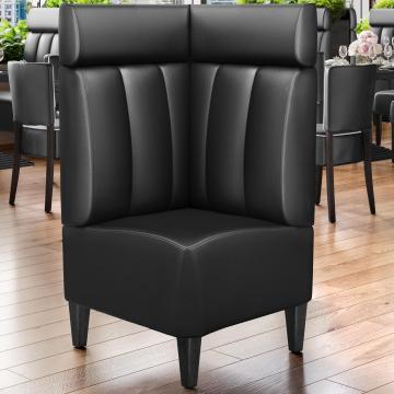 MIAMI | Commercial Corner Booth Seating | W:H 64 x 128 cm | Black | Striped | Leather
