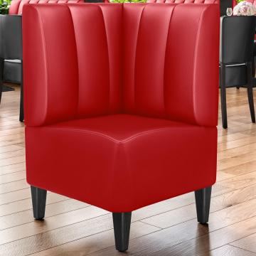 MIAMI | Commercial Corner Booth Seating | W:H 64 x 103 cm | Red | Striped | Leather