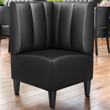 MIAMI | Commercial Corner Booth Seating | W:H 64 x 103 cm | Black | Striped | Leather