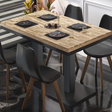 MM | Bistro massivt bord | rektangulärt | 120 x 70 x 77 cm | ek / svart
