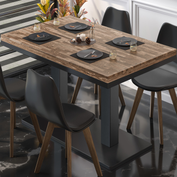 MM | Table Bistro Massif | Rectangulaire | 120 x 70 x 77 cm | Noyer / Noir