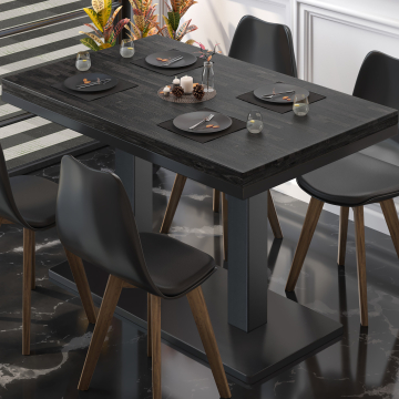 MM | Table Bistro Massif | Rectangulaire | 120 x 70 x 77 cm | Wenge Noir / Noir