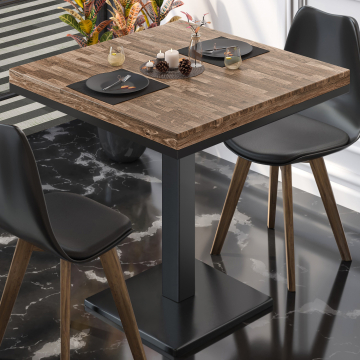 MM | Bistro Solid Table | Square | 70 x 70 x 77 cm | Walnut / Black
