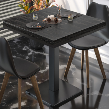 MM | Table Bistro Massif | Carré | 80 x 80 x 77 cm | Wenge Noir / Noir