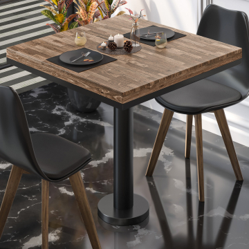 MML | Bistro solid table | Square | 70 x 70 x 77 cm | Walnut / Black