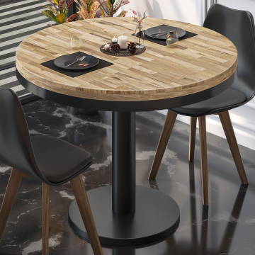 MN | Bistro solid table | round | Ø 70 x 77 cm | oak / black