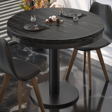 MN | Solidny stół bistro | Okrągły | Ø 80 x 77 cm | Wenge Czarny / Czarny