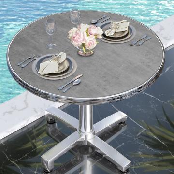 Morelia | Bistro tafelblad voor buiten | chromen rand | Ø70cm | beton