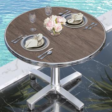 Morelia | Bistro outdoor table top | Chrome edge | Ø70cm | Light Wenge