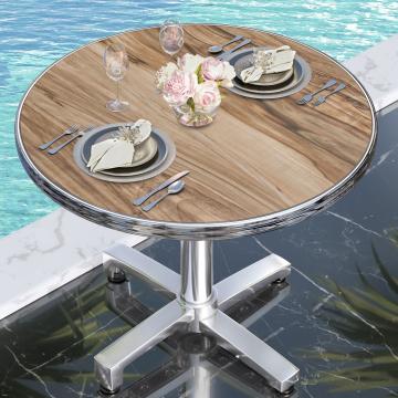 Morelia | Bistro outdoor table top | chrome edge | Ø60cm | sheesham