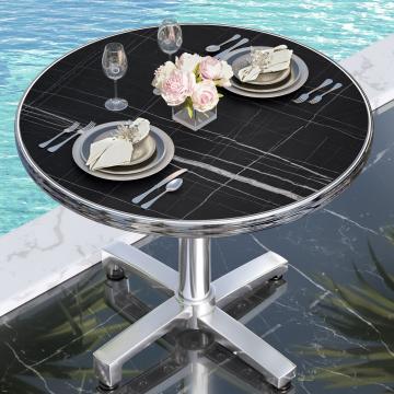 Morelia | Bistro outdoor table top | chrome edge | Ø70cm | black marble