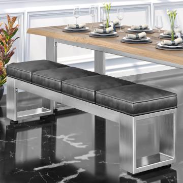 MORENA | Lounge Bench W:H 160 x 51cm | 12mm | Stainless Steel/ Black