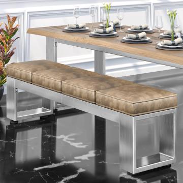 MORENA | Lounge Bench W:H 160 x 51cm | 12mm | Stainless Steel/ Taupe
