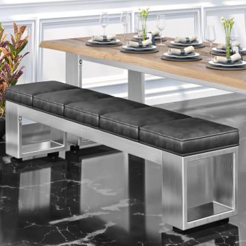 MORENA | Lounge Bench W:H 200 x 51cm | 16mm | Stainless Steel/ Black