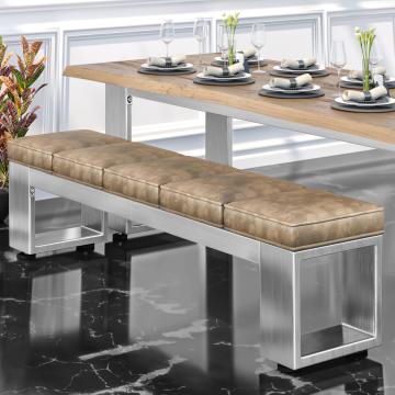 MORENA | Lounge Bench W:H 200 x 51cm | 16mm | Stainless Steel/ Taupe