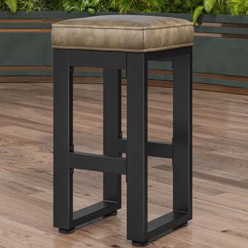 MORENA | Commercial Bar Stool | W:H 40 x 81cm | Black/ Taupe | Leather seat: Taupe | without backrest