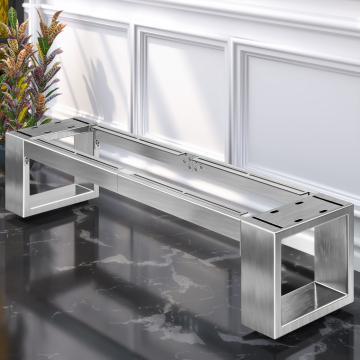 MORENA | Bench frame L: W:H 139 x 40 x 43 cm | 12 cm | Stainless steel