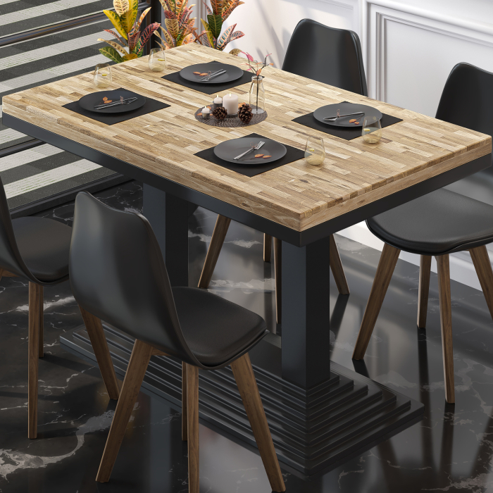 MPY | Bistro Massiv Tisch | Rechteckig | 120 x 70 x 81 cm | Eiche / Schwarz