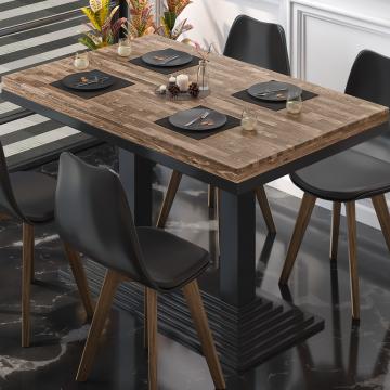 MP | Table de restaurant en bois | L:P:H 120 x 70 x 81 cm | Noyer / Noir | Rectangulaire