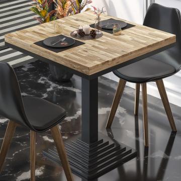MP | Solid Wood Bistro Table | W:D:H 70 x 70 x 81 cm | Oak / Black | Square
