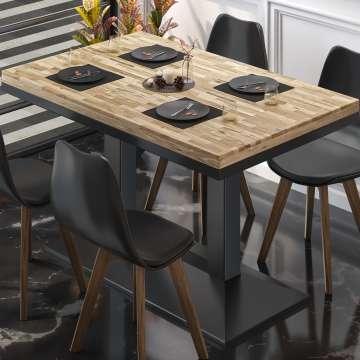 MPA | Bistro Massiv Tisch | Rechteckig | 130 x 80 x 81 cm | Eiche / Schwarz
