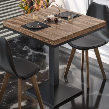 MPA | Bistro Massiv Tisch | Quadratisch | 60 x 60 x 81 cm | Walnuß / Schwarz