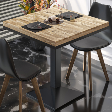 MPA | Bistro Massiv Tisch | Quadratisch | 60 x 60 x 81 cm | Eiche / Schwarz