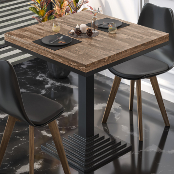 MPY | Solidny stół bistro | Kwadrat | 80 x 80 x 81 cm | Orzech / Czarny