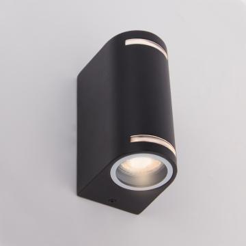 NORA udendørs væglampe sort aluminium moderne op og ned spotlight 11W 2xGU10 15cm IP44