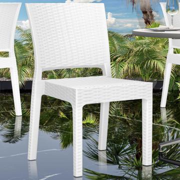 OLIVIA | Krzesło rattanowe Bistro | Białe | Plastik