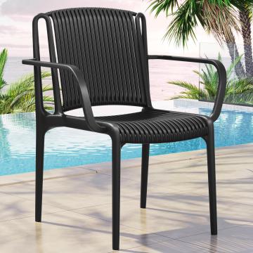 PAVIA ARM | Plastic chair | Black | Plastic | Stackable