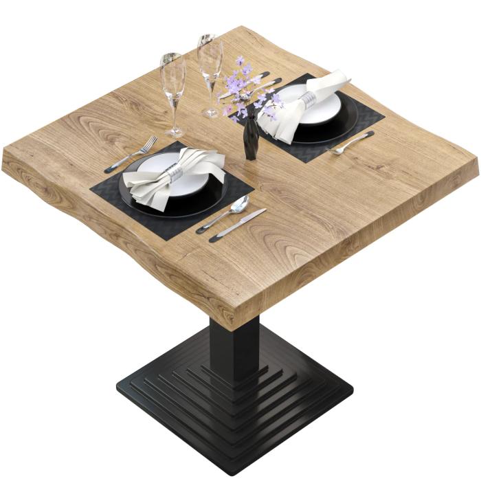 PERU, Gastro Tischplatte Baumkante, B:T 70 x 70 cm, Eiche