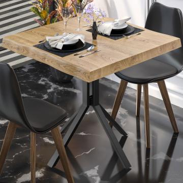 PE | Solid Wood Bistro Table | W:D:H 70 x 70 x 77 cm | Oak / Black | Square