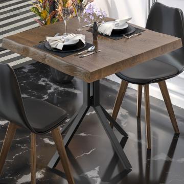 PE | Solid Wood Bistro Table | W:D:H 70 x 70 x 77 cm | Walnut / Black | Square