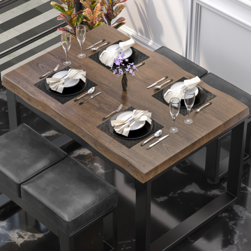PERU | Gastro Tischplatte Baumkante | B:T 120 x 70 cm | Walnuß | Rechteckig