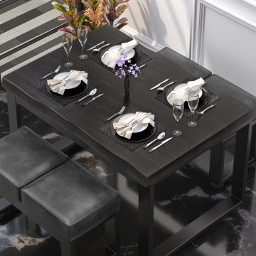 PERU | Gastro tafelblad boomrand | B:D 120 x 70 cm | Wengé zwart | Rechthoekig