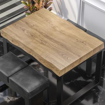 PERU | Gastro Tischplatte Baumkante | 120 x 70 cm | 8cm | Rechteckig | Eiche