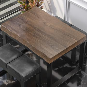 PERU | Gastro Tischplatte Baumkante | 120 x 70 cm | 8cm | Rechteckig | Walnuß