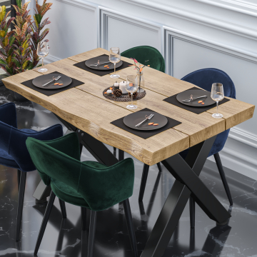 PERU | Gastro Tischplatte Baumkante | 160 x 90 cm | 8cm | Rechteckig | Eiche