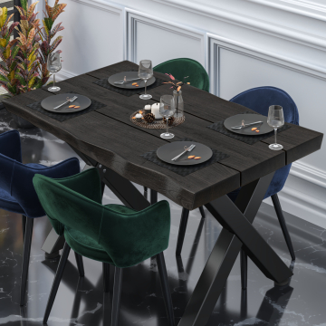 PERU | Blat stołu gastronomicznego z krawędzią drzewa | 160 x 90 cm | 8 cm | Prostokątny | Czarny