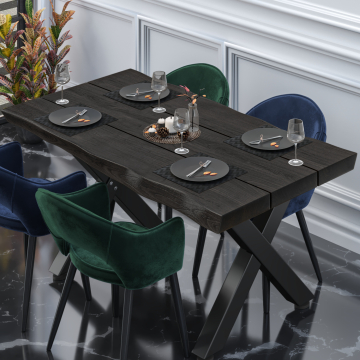 PERU | Gastro Tischplatte Baumkante | 180 x 90 cm | 8cm | Rechteckig | Schwarz