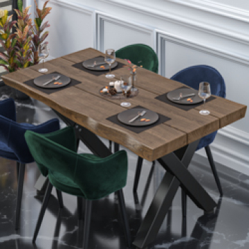 PERU | Gastro Tischplatte Baumkante | 180 x 90 cm | 8cm | Rechteckig | Walnuß