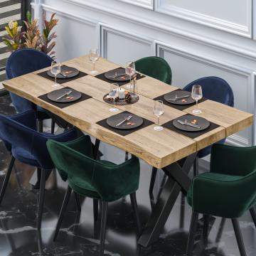 PERU | Gastro Tischplatte Baumkante | 200 x 100 cm | 8cm | Rechteckig | Eiche