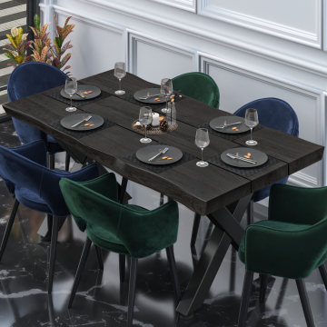PERU | Gastro Tischplatte Baumkante | 200 x 100 cm | 8cm | Rechteckig | Schwarz