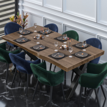PERU | Gastro Tischplatte Baumkante | 230 x 110 cm | 8cm | Rechteckig | Walnuß