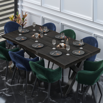 PERU | Blat stołu gastronomicznego z krawędzią drzewa | 230 x 110 cm | 8 cm | Prostokątny | Czarny